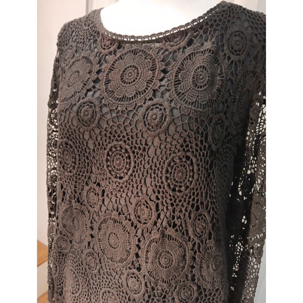 Zara Crochet Mini Dress Floral Black Retro Y2k - Picture 2 of 13